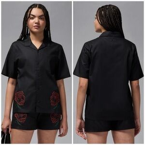 JORDAN Roses WOVEN BUTTON UP Short Sleeve Shirt